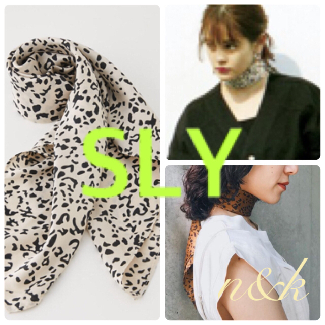 SLY(スライ)のemma着用即完売☆sly SPOTTED LEO SCARFレオパードスカーフ レディースのファッション小物(バンダナ/スカーフ)の商品写真