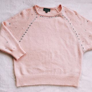 トップショップ(TOPSHOP)のTOPSHOP ビジューニットピンクカットソートップスSトップショップアンゴラ(ニット/セーター)