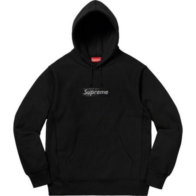 XL Supreme Swarovski Box Logo Hooded 黒