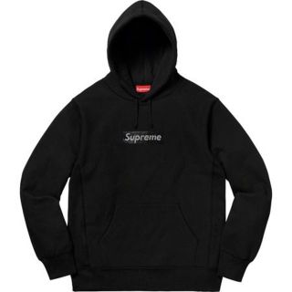 シュプリーム(Supreme)のXL Supreme Swarovski Box Logo Hooded 黒(パーカー)