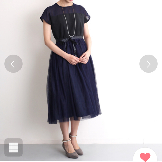 merlot(メルロー)のデコルテシースルーチュールスカートワンピース レディースのフォーマル/ドレス(ロングドレス)の商品写真