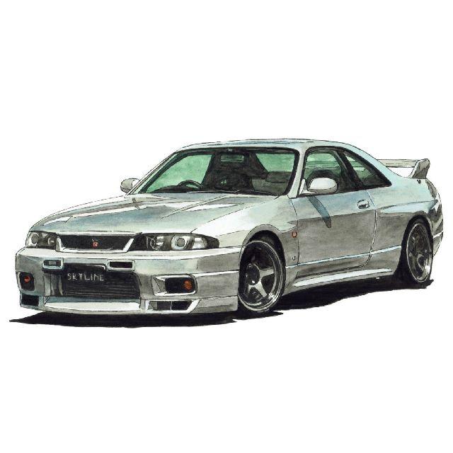 NC-818スカイラインC210/R33限定版画サイン額装作家平右ヱ門の