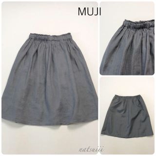 ムジルシリョウヒン(MUJI (無印良品))のmuji 無印 . リネン ギャザー スカート ペチコート付き(ひざ丈スカート)