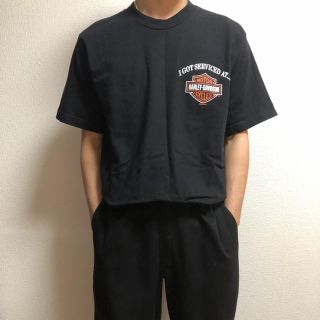 【人気Ｌサイズ】ハーレーダビッドソン　背面プリントTシャツ　人気黒　Ｈ467