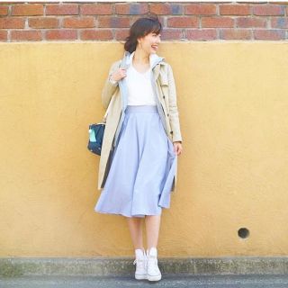 ユニクロ(UNIQLO)の美品！ユニクロストライプサーキュラースカート(ひざ丈スカート)