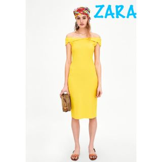 ザラ(ZARA)のsale!新品タグ付☆ZARAザラ☆タオル地フリルドレス(ひざ丈ワンピース)