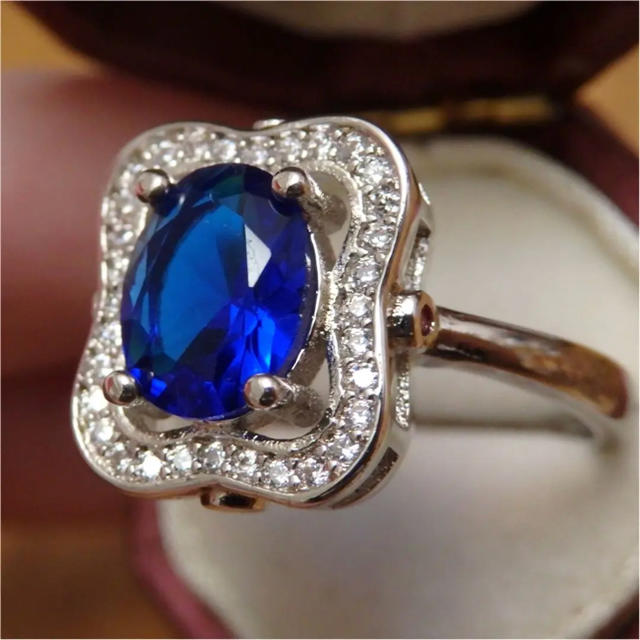 【BR038】ブルーの高見えデザインアンティーク調リング指輪大きいサイズ レディースのアクセサリー(リング(指輪))の商品写真