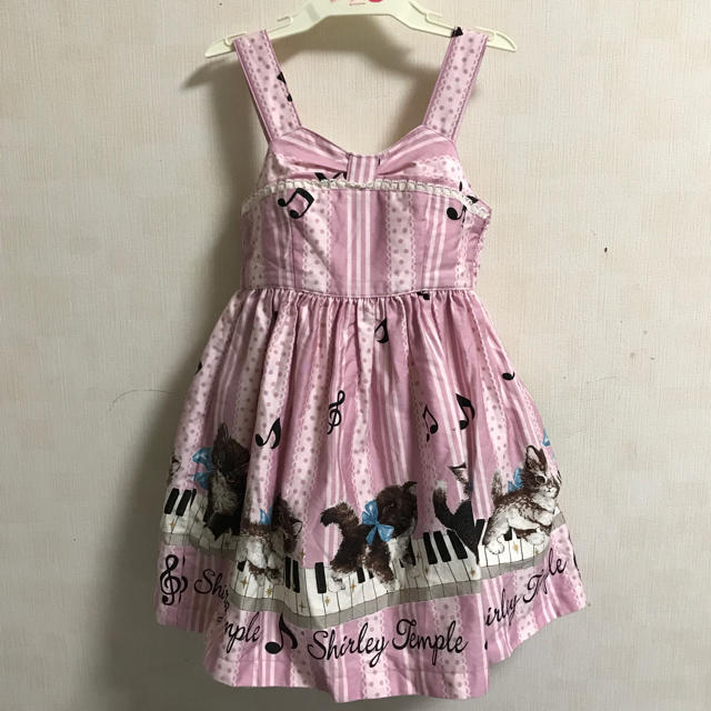 シャーリーテンプル猫ジャンスカピンク100サイズ シャーリーテンプル猫ジャンスカピンク100サイズ