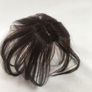 新品！人毛100%頭頂部付け毛ヘア医療用にもブラウン★洗える男女兼用耐熱新作(その他)