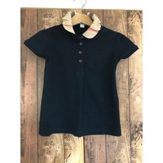 バーバリー(BURBERRY)の美品 バーバリーチェック襟 ポロシャツ  黒 ワンポイント 100 104(Tシャツ/カットソー)