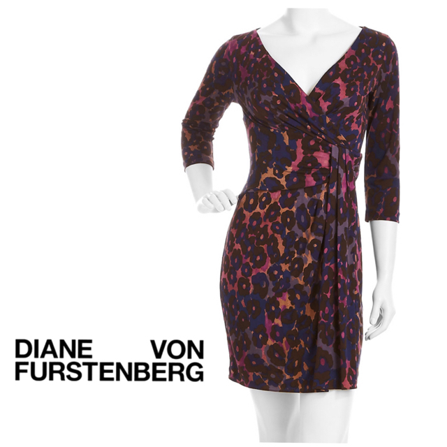 DIANE von FURSTENBERG(ダイアンフォンファステンバーグ)の超美品☆DVF レオパードワンピース US2 ダイアンフォンファステンバーグ レディースのワンピース(ミニワンピース)の商品写真