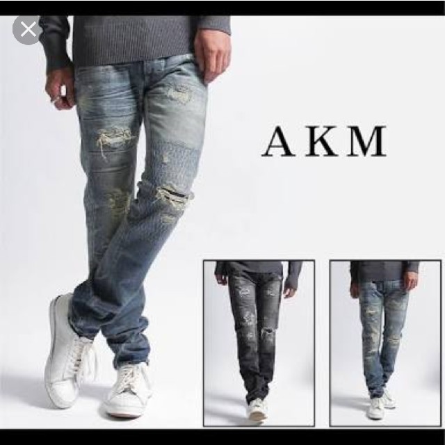 美品 定価50000円以上 AKM×LEE クラッシュデニムパンツ