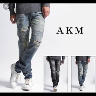 エイケイエム(AKM)の美品 定価50000円以上 AKM×LEE クラッシュデニムパンツ(デニム/ジーンズ)