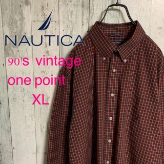 ノーティカ(NAUTICA)の90's ノーティカ ワンポイントロゴ 刺繍  BD チェック シャツ 美品(シャツ)