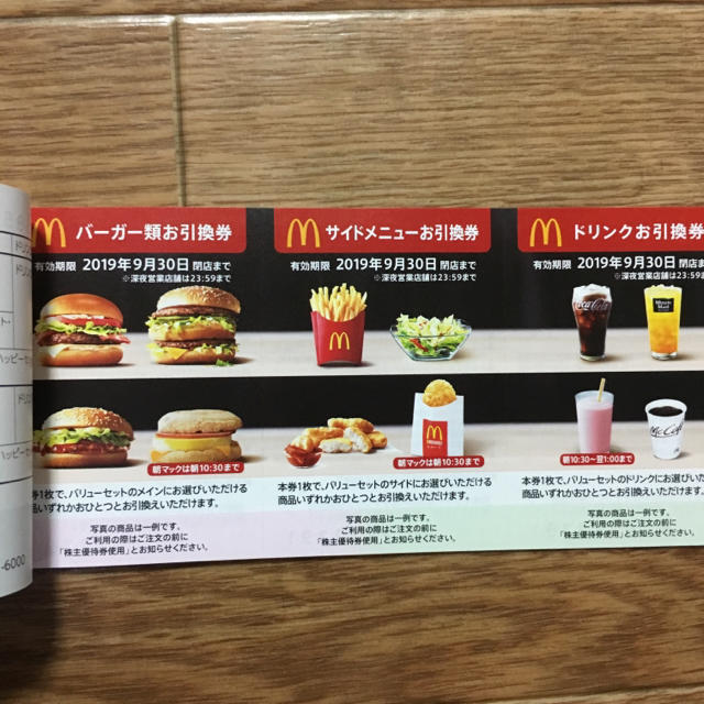 マクドナルド(マクドナルド)のマクドナルド 株主優待券 チケットの優待券/割引券(フード/ドリンク券)の商品写真