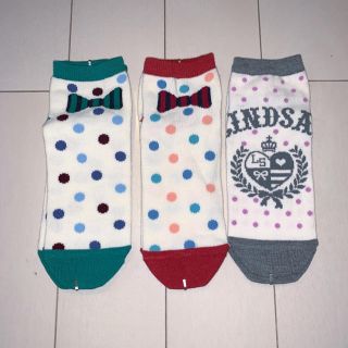 リンジィ(Lindsay)の〈新品〉Lindsay ドット柄くるぶしロゴソックス3点セット(ソックス)