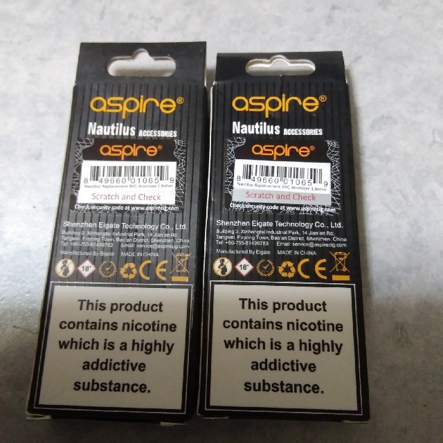 aspire(アスパイア)のaspire NAUTILUS 1.8Ω　コイル５個パック　２箱セット メンズのファッション小物(タバコグッズ)の商品写真