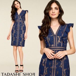 タダシショウジ(TADASHI SHOJI)のRK様専用 タダシショージ  新品 フリル レース サイズ2(ひざ丈ワンピース)