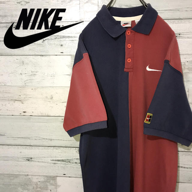 【激レア】ナイキ NIKE☆銀タグ 刺繍ロゴ ビッグサイズ ポロシャツ 90s