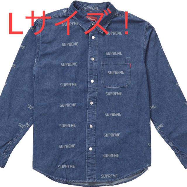 L Supreme Logo Denim Shirt 青  ロゴデニム