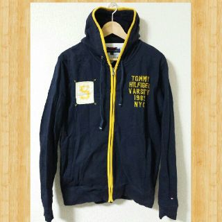 トミーヒルフィガー(TOMMY HILFIGER)のTOMMY HILFIGER トミーヒルフィガー フードパーカー M ネイビー(パーカー)