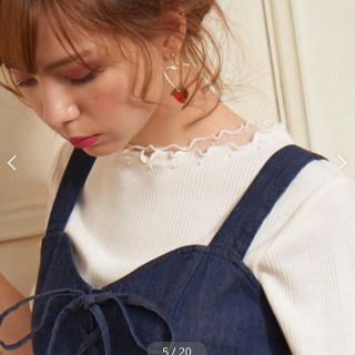 マジェスティックレゴン(MAJESTIC LEGON)の♥︎︎マジェスティックレゴン チュールビジュー5分袖トップス♥︎︎(カットソー(半袖/袖なし))