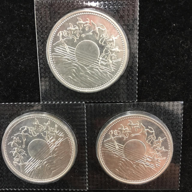 天皇御在位 60年 記念銀貨 3枚 天皇御在位 60年 記念銀貨 3枚
