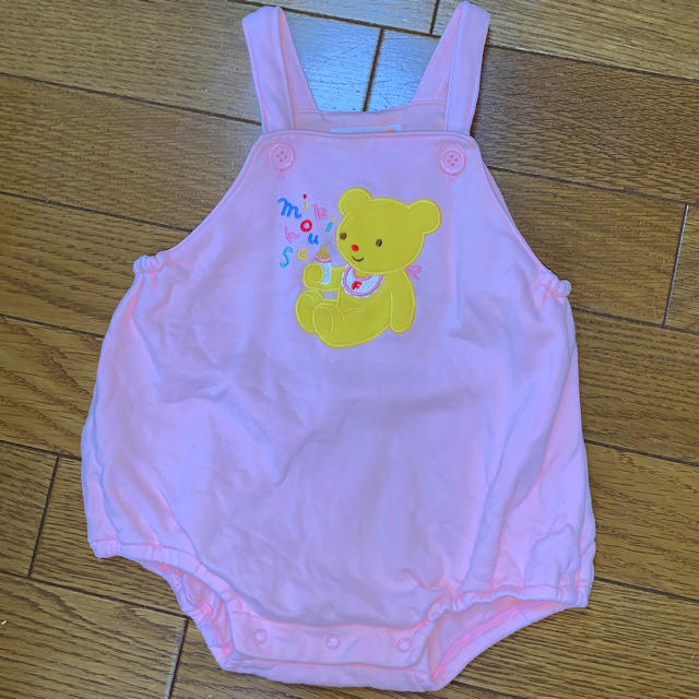 mikihouse(ミキハウス)のミキハウス カバーオール 80 ピンク くまさん キッズ/ベビー/マタニティのベビー服(~85cm)(カバーオール)の商品写真