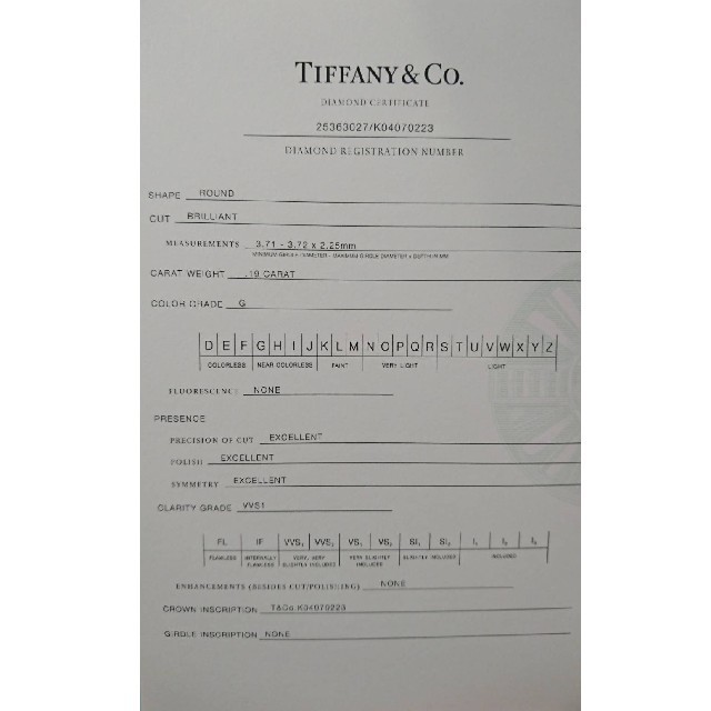 TIFFANYバイザヤードYG0.19ct