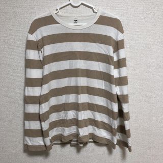 ユニクロ(UNIQLO)のユニクロ ベージュ ボーダー カットソー(Tシャツ/カットソー(七分/長袖))