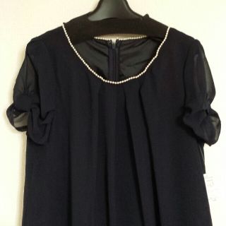 新品♪ネイビー♪可愛いシフォンワンピース(ひざ丈ワンピース)