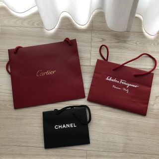 カルティエ(Cartier)のCartier CHANEL Ferragamo ショップ袋 3点セット(ショップ袋)