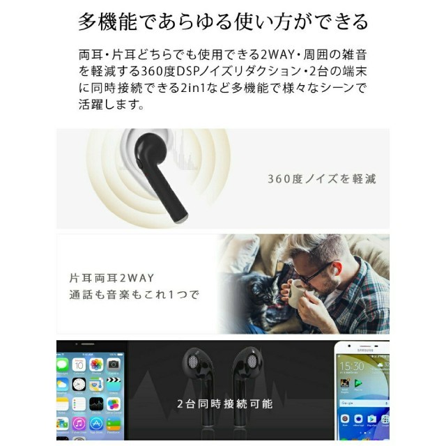 【新品】Air pods型 ワイヤレスイヤホン Bluetooth スマホ/家電/カメラのオーディオ機器(ヘッドフォン/イヤフォン)の商品写真