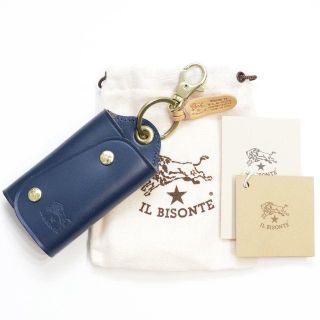 イルビゾンテ(IL BISONTE)の新品 イルビゾンテ キーケース スマートキー ケース キーホルダー ネイビー 青(キーケース)