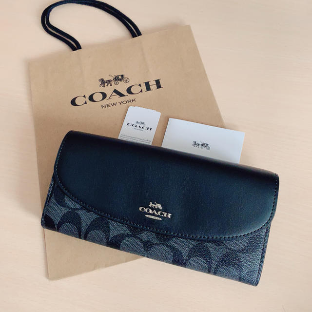 【新品】COACH 長財布 チャコール ブラック