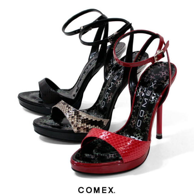 COMEX(コメックス)のオープントゥ ヘビ パイソン コメックス ヒール12cm アンクルストラップ  レディースの靴/シューズ(サンダル)の商品写真