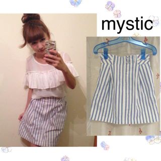 ミスティック(mystic)の桃ちゃん愛用＊ストライプタイトスカート(ミニスカート)