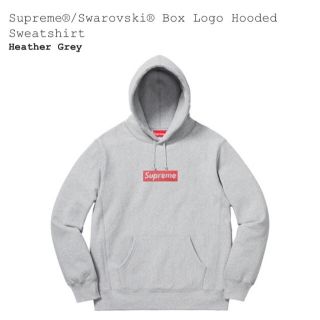 シュプリーム(Supreme)のSupreme Swarovski BoxLogo Hooded grey M(パーカー)