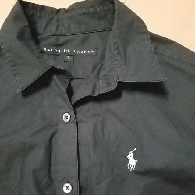 Ralph Lauren(ラルフローレン)のRALPH LAUREN 長袖シャツ　ブラック　サイズ7 日本製 レディースのトップス(シャツ/ブラウス(長袖/七分))の商品写真
