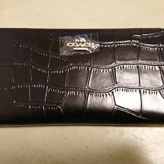 コーチ(COACH)の★COACHコーチ★レザークロコ柄★ラウンドファスナー長財布新品★ブラック★(長財布)