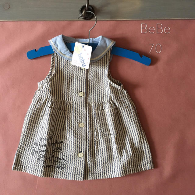 BeBe(ベベ)のタグ付新品*̥ ✧BeBe セーラー ワンピース ⋈* ‧70 キッズ/ベビー/マタニティのベビー服(~85cm)(ワンピース)の商品写真