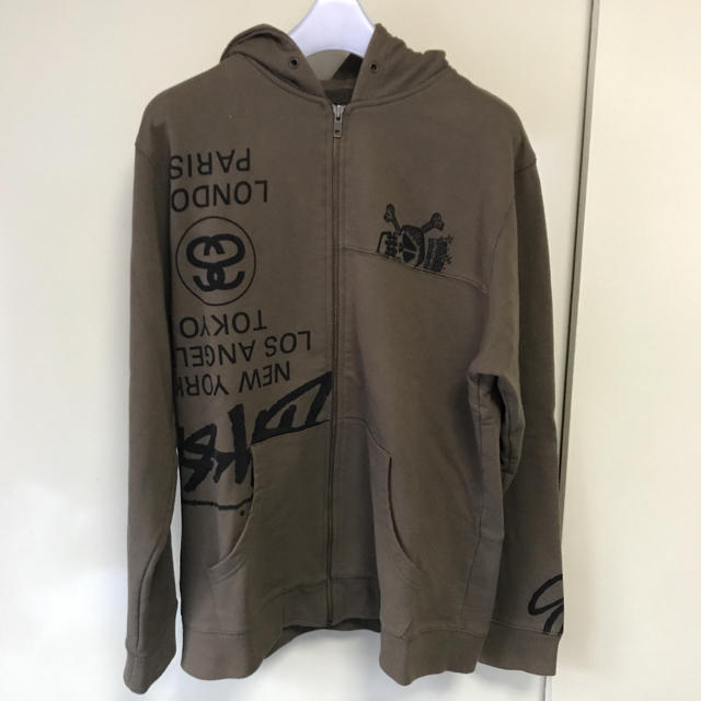 【送料無料】STUSSY ジップパーカー メンズM モスグリーンカーキ | フリマアプリ ラクマ