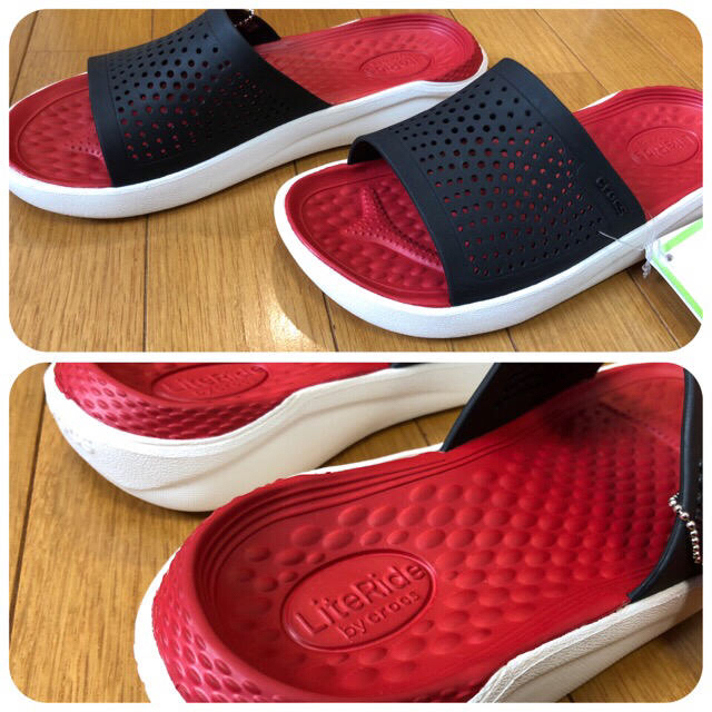 crocs(クロックス)の新品 新素材クロックス ライトライドスライド 〜25.5cm ブラック メンズの靴/シューズ(サンダル)の商品写真