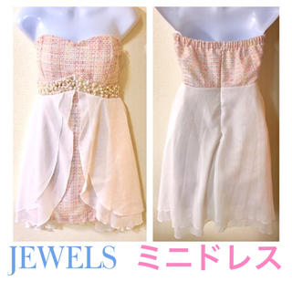 ジュエルズ(JEWELS)のJEWELS ミニドレス ピンク ツイード チューブトップ(ミニドレス)