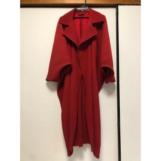 【タグ付き】ISSEY MIYAKE ステンカラーコート ボルドー ワインレッド