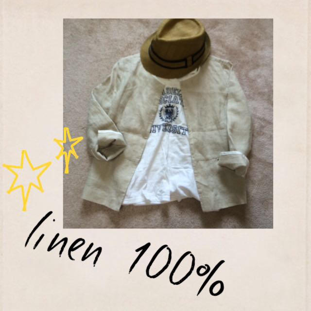 リネン100% ノーカラージャケット レディースのジャケット/アウター(ノーカラージャケット)の商品写真