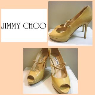 ジミーチュウ(JIMMY CHOO)のジミーチュウ  ベージュエナメル オープントゥ  パンプス(ハイヒール/パンプス)