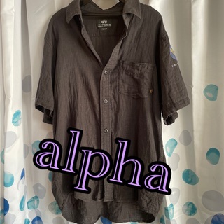 アルファ(alpha)のALPHA アルファ 半袖トップス ダークグレー系 ブラック Mサイズ (ポロシャツ)
