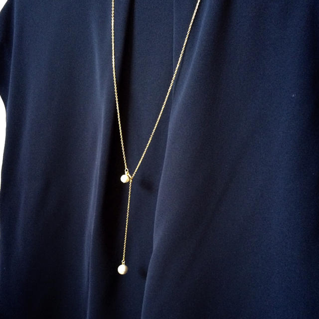28.コットンパール  ゴールドリング  ロング/ネックレス ハンドメイドのアクセサリー(ネックレス)の商品写真