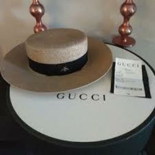 グッチ(Gucci)のGUCCI パピエ ハット カンカン帽 正規店購入 試着のみの超美品(ハット)